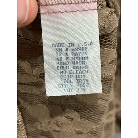 San André Vintage Lace Sheer Brown Blouse Button-Up Long Sleeve Womens Sz Small - Picture 6 of 8